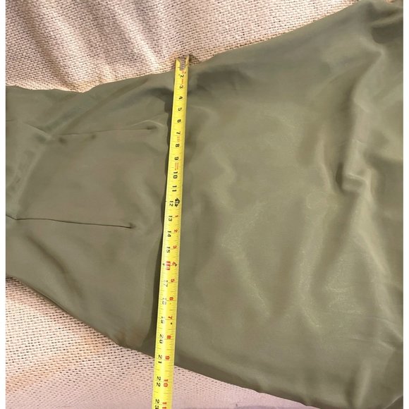 Olive Green Formal Dress Tie-back Shelf Bra Evening Gown Small Train - Picture 12 of 13